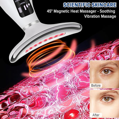 Face Massager Lift Device Electric: Facial Massager Lifting Machine Anti-Aging Neck Eye Device - 3 LED 42°C Heating EMS Microcurrent for Skin Firming - Neck Lifting Anti-Wrinkle Care Slimming Face