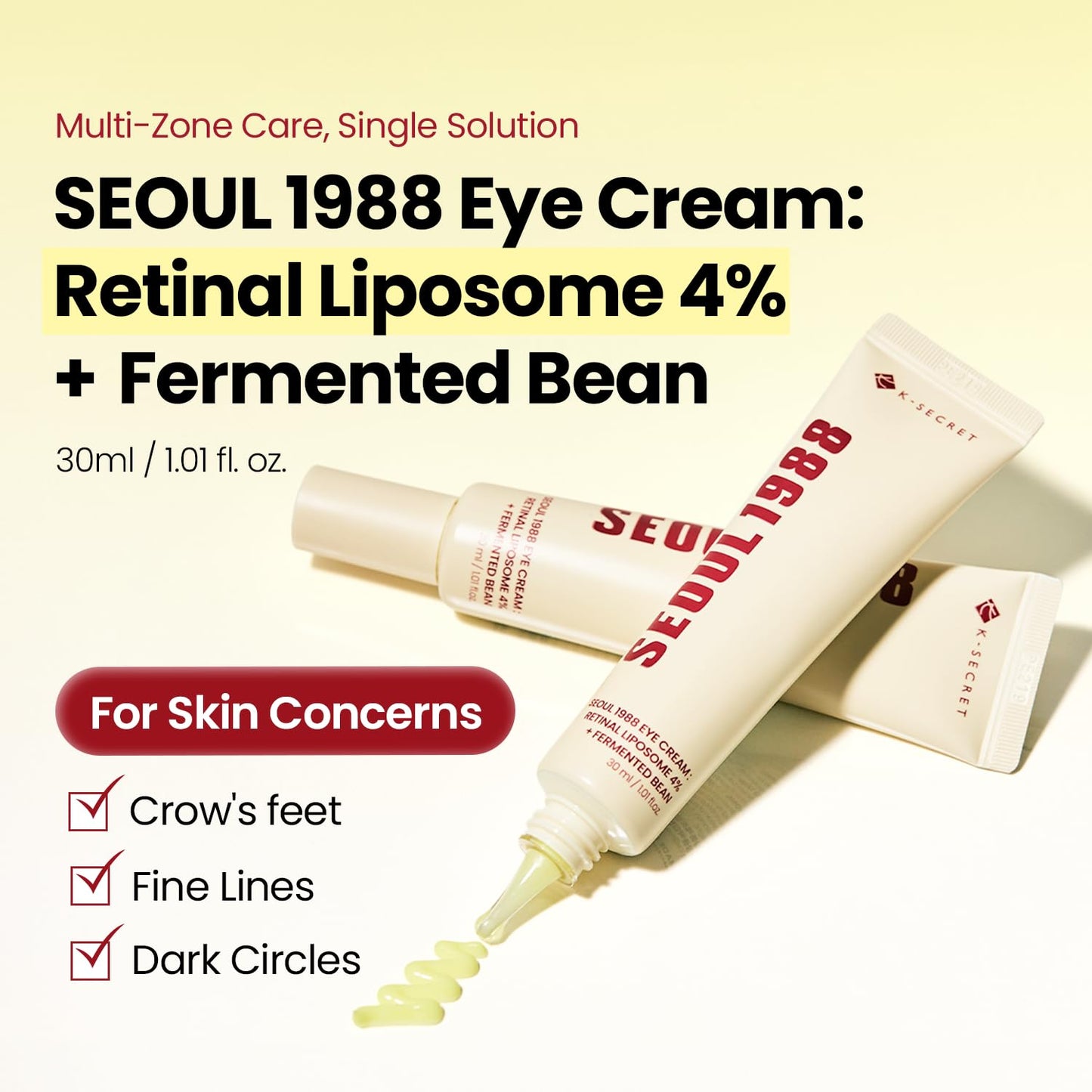 SEOUL 1988 Retinal Eye Cream – Formulated with Advanced Retinal Liposome 4% and  for Dark Circles and Fine Line Care | Korean Skincare, 30ml /