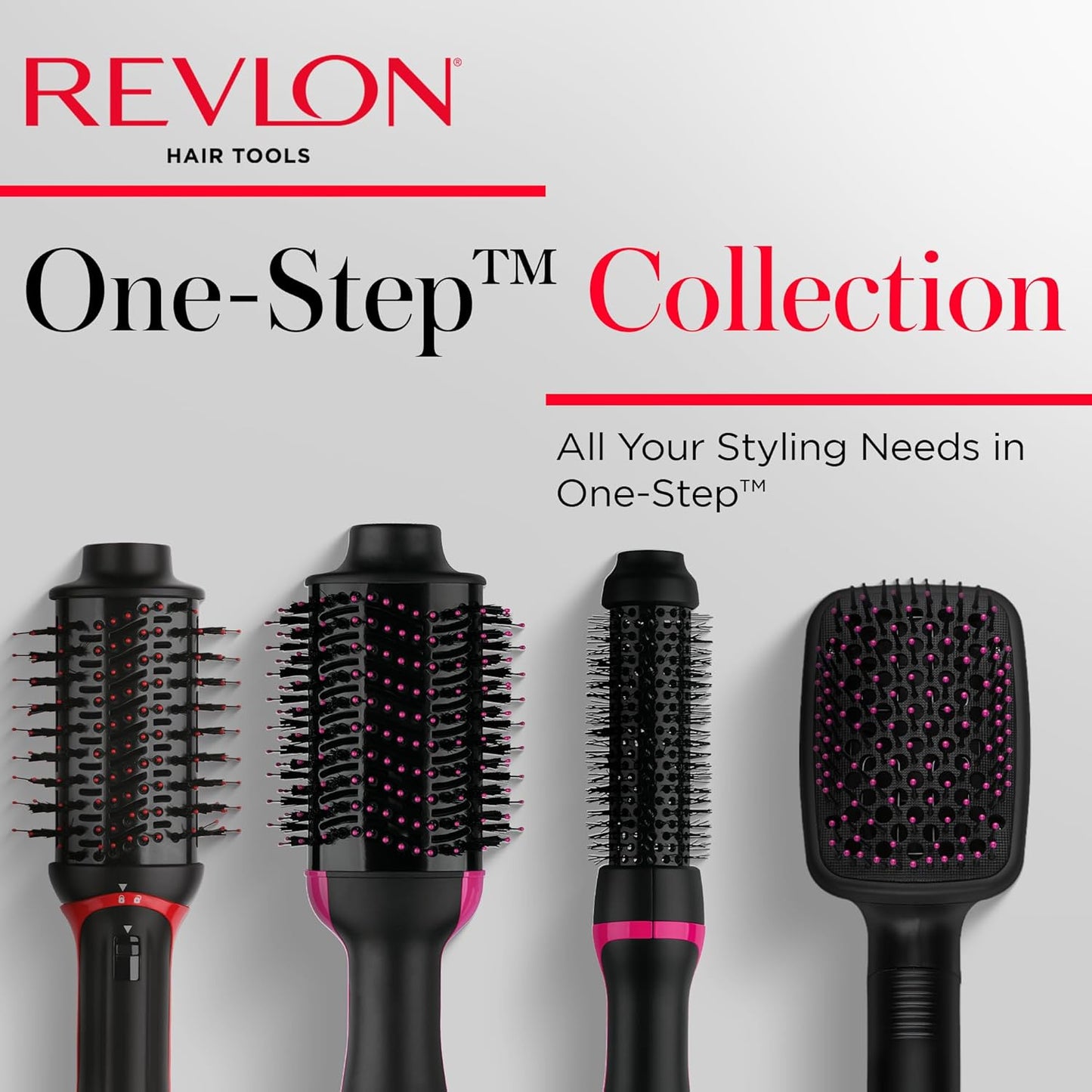 5 in 1 Hair Dryer Brush Set, Detachable Hot Air Styler, Blow Dryer Brush, 3 Heat Settings Auto Curling Wrap Styler, Ionic Hair Styling Tools - Straighten Curl Dry Volumize Smooth (Pink)