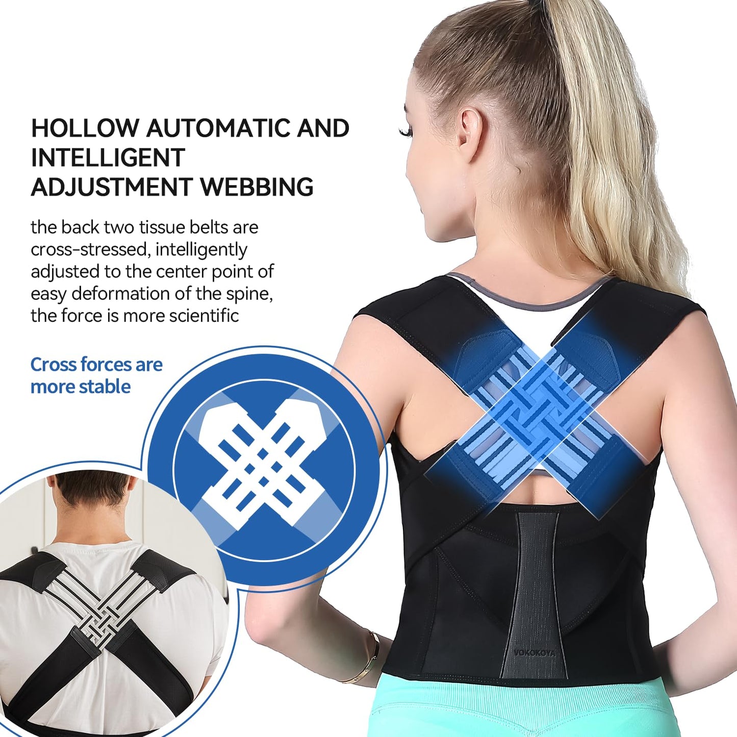 Shoulder Back Support Belt Posture Corrector for Women and Men,Adjustable Shoulder Straightener,Back Support Brace,Upper Spine scoliosis, hunchback Black Large