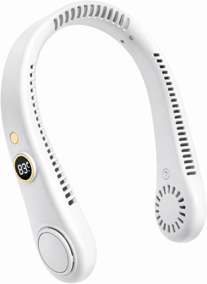 Vaneless Neck Hanging Fan | USB Rechargeable| Quiet & Lightweight for Indoor/Outdoor|Travel, Sports (WHITE)