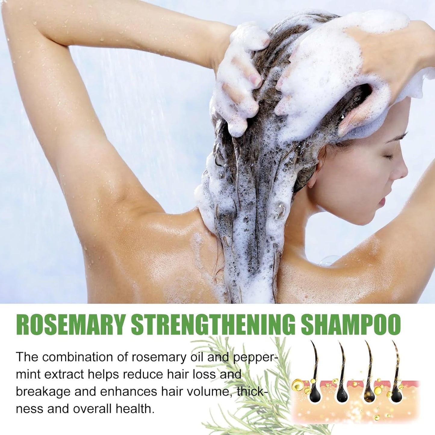 Rosemary Mint Strengthening Shampoo – Natural Rosemary Shampoo with Peppermint & Ginger, Gentle Scalp Cleanser for Thicker Fuller Hair, Hydrating Shampoo for All Hair Types (100ML/3.38FL OZ)