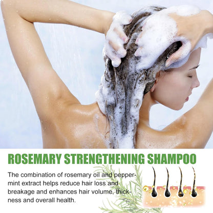 Rosemary Mint Strengthening Shampoo – Natural Rosemary Shampoo with Peppermint & Ginger, Gentle Scalp Cleanser for Thicker Fuller Hair, Hydrating Shampoo for All Hair Types (100ML/3.38FL OZ)