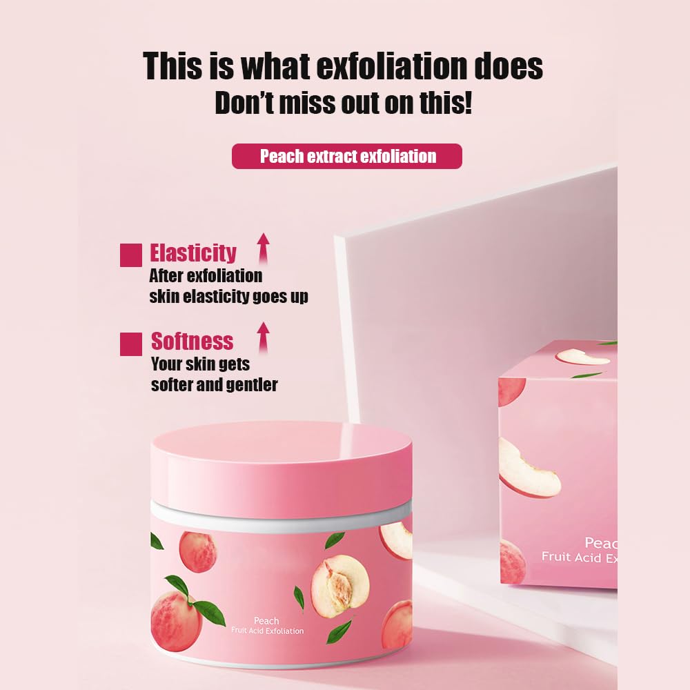 Peach Extract Fruit Acid Exfoliating Cream Deep Cleaning Face Body Scrub Skin Care 140g / 4.94oz