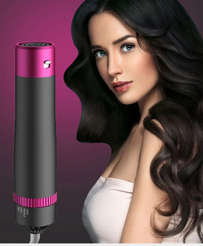 5 in 1 Hair Dryer Brush Set, Detachable Hot Air Styler, Blow Dryer Brush, 3 Heat Settings Auto Curling Wrap Styler, Ionic Hair Styling Tools - Straighten Curl Dry Volumize Smooth (Pink)