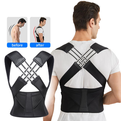 Shoulder Back Support Belt Posture Corrector for Women and Men,Adjustable Shoulder Straightener,Back Support Brace,Upper Spine scoliosis, hunchback Black Large