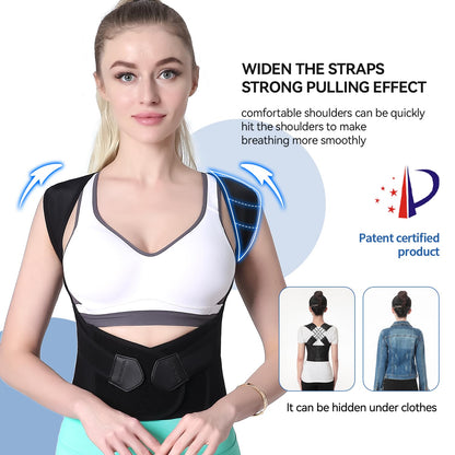 Shoulder Back Support Belt Posture Corrector for Women and Men,Adjustable Shoulder Straightener,Back Support Brace,Upper Spine scoliosis, hunchback Black Large