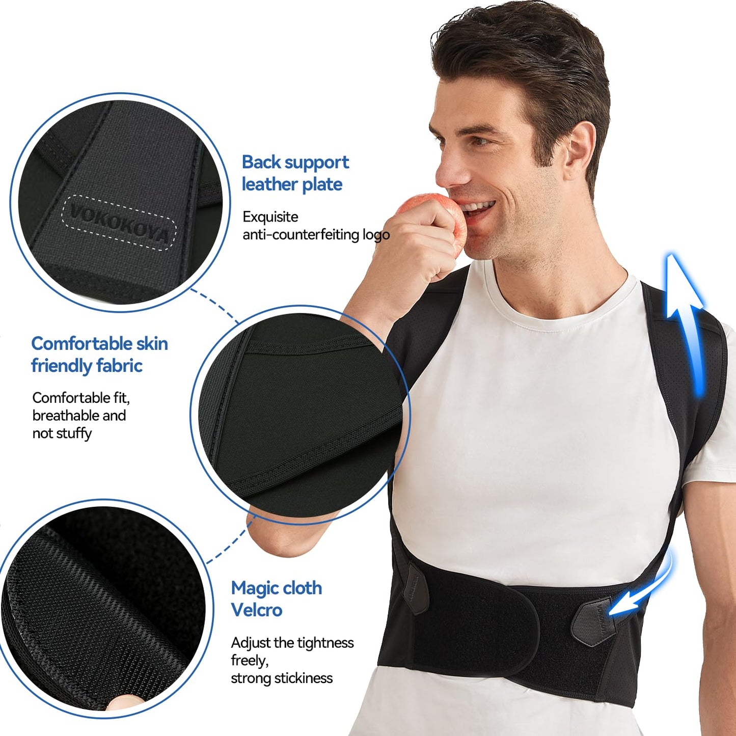 Shoulder Back Support Belt Posture Corrector for Women and Men,Adjustable Shoulder Straightener,Back Support Brace,Upper Spine scoliosis, hunchback Black Large