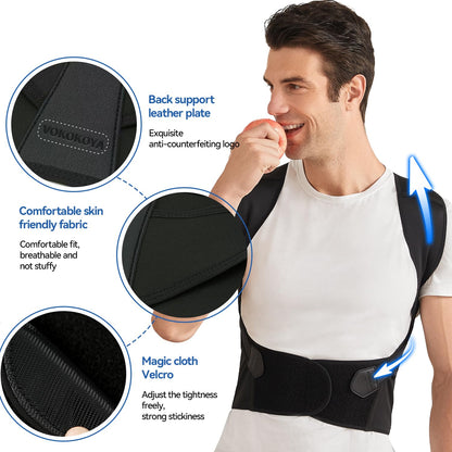 Shoulder Back Support Belt Posture Corrector for Women and Men,Adjustable Shoulder Straightener,Back Support Brace,Upper Spine scoliosis, hunchback Black Large