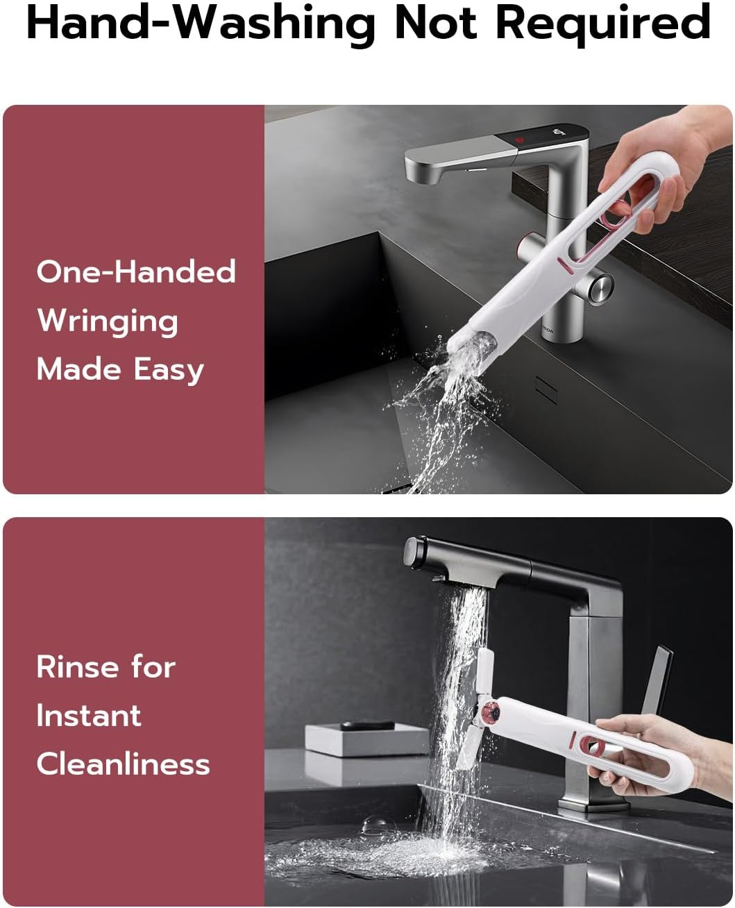 Portable Mini Cleaning Mop, Mini Sponge Mop, Wet and Dry Use Cleaning System, Mini Mop for Bathroom, Kitchen, Desktop, Glass, Living Room, Car (2 Sponge Head + 1 Squeeze Handle)