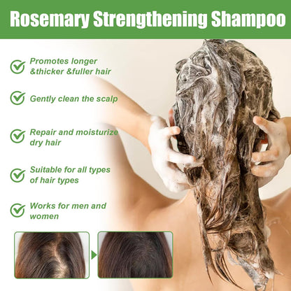 Rosemary Mint Strengthening Shampoo – Natural Rosemary Shampoo with Peppermint & Ginger, Gentle Scalp Cleanser for Thicker Fuller Hair, Hydrating Shampoo for All Hair Types (100ML/3.38FL OZ)