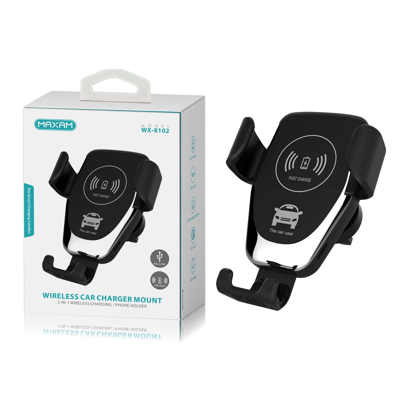 Wireless Car Charger, Smart Auto-Clamping Wireless Car Charger Mount, Fast Charging