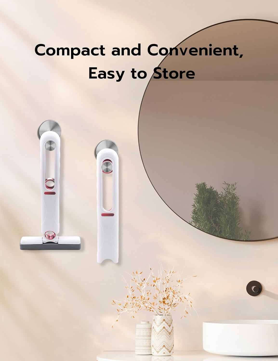 Portable Mini Cleaning Mop, Mini Sponge Mop, Wet and Dry Use Cleaning System, Mini Mop for Bathroom, Kitchen, Desktop, Glass, Living Room, Car (2 Sponge Head + 1 Squeeze Handle)