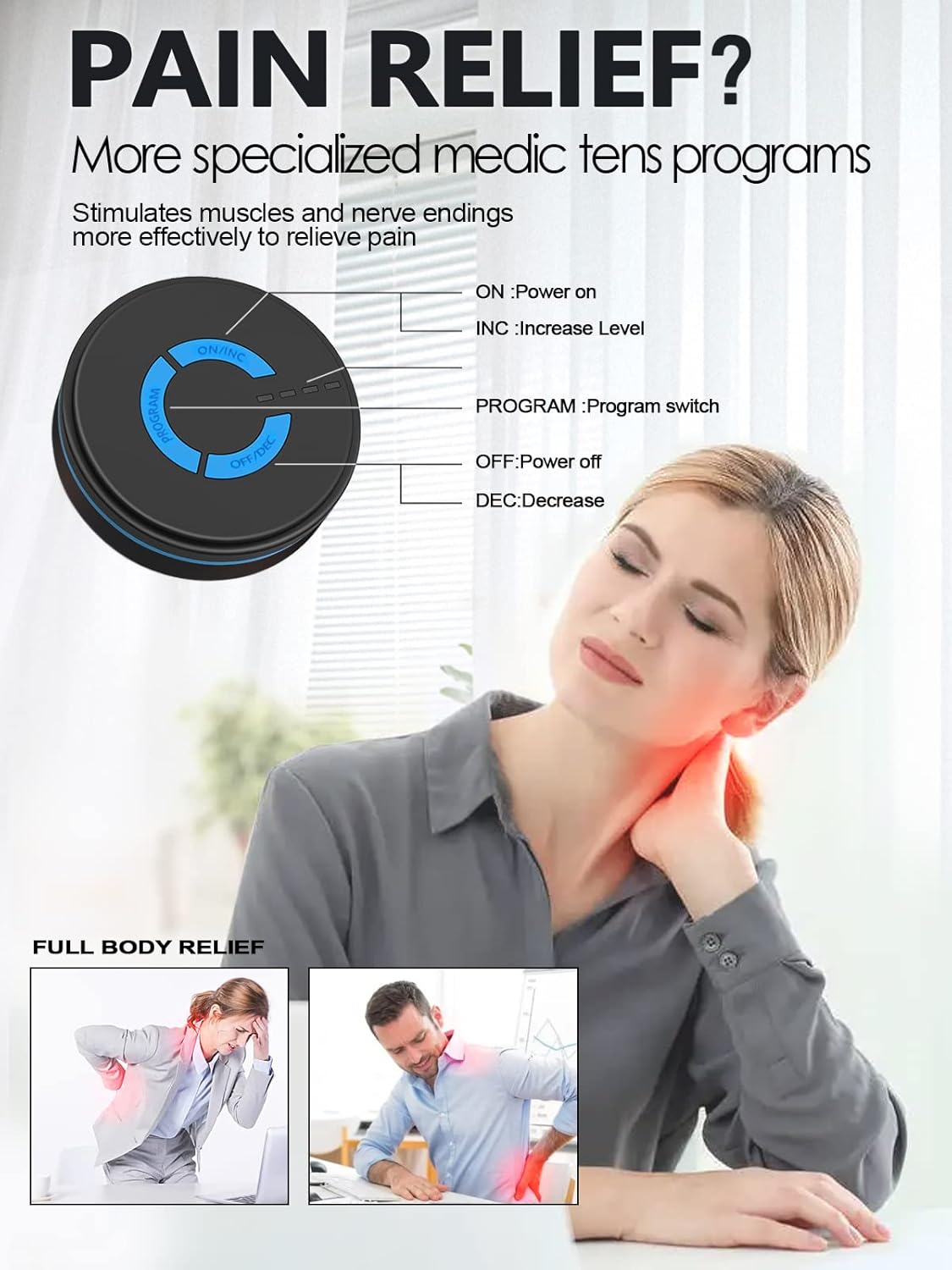 Electric Mini Massager Machine,Low Frequency Multi Function Physiotherapy Instrument Muscle Stimulator,Full Body Pain Relief Therapy Device