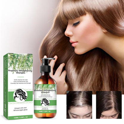 Rosemary Mint Strengthening Shampoo – Natural Rosemary Shampoo with Peppermint & Ginger, Gentle Scalp Cleanser for Thicker Fuller Hair, Hydrating Shampoo for All Hair Types (100ML/3.38FL OZ)