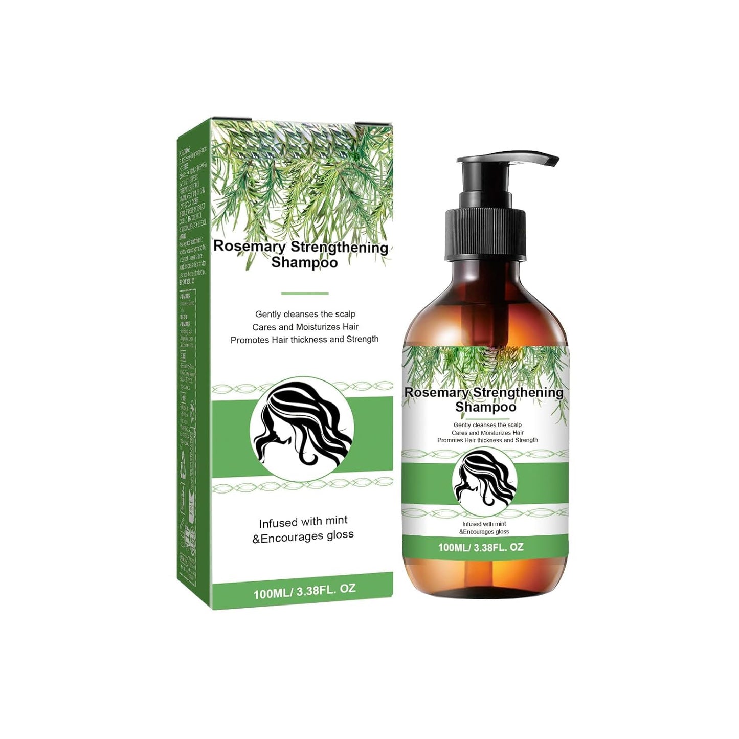 Rosemary Mint Strengthening Shampoo – Natural Rosemary Shampoo with Peppermint & Ginger, Gentle Scalp Cleanser for Thicker Fuller Hair, Hydrating Shampoo for All Hair Types (100ML/3.38FL OZ)