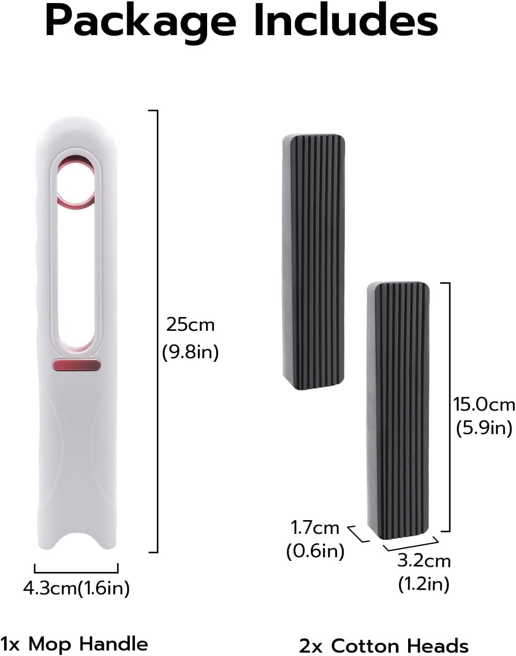 Portable Mini Cleaning Mop, Mini Sponge Mop, Wet and Dry Use Cleaning System, Mini Mop for Bathroom, Kitchen, Desktop, Glass, Living Room, Car (2 Sponge Head + 1 Squeeze Handle)
