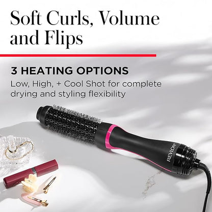 5 in 1 Hair Dryer Brush Set, Detachable Hot Air Styler, Blow Dryer Brush, 3 Heat Settings Auto Curling Wrap Styler, Ionic Hair Styling Tools - Straighten Curl Dry Volumize Smooth (Pink)