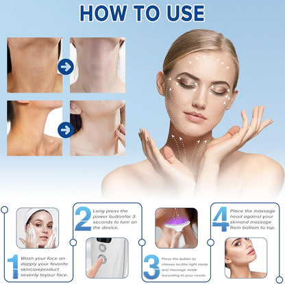 Face Massager Lift Device Electric: Facial Massager Lifting Machine Anti-Aging Neck Eye Device - 3 LED 42°C Heating EMS Microcurrent for Skin Firming - Neck Lifting Anti-Wrinkle Care Slimming Face